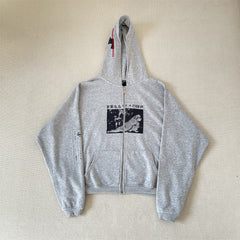 ERD Vintage Oversized Cropped Graphic Zip Up Hoodie