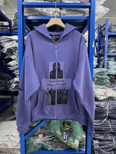 ERD Inspired Washed Purple Fleece Zip Up Hoodie