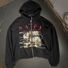 ERD Inspired 480g Washed Black Zip Hoodie