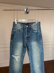 ERD Inspired Distressed Ripped Straight Leg Denim Jeans