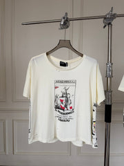 ERD Inspired Distressed Graphic Boxy Crop Cotton Tee