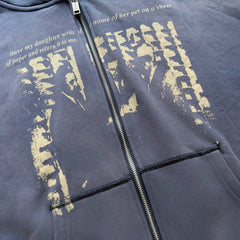 ERD Washed Distressed Graphic Zip Up Hoodie