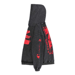 ERD Vintage Faded Black Chain Letter Pullover Hoodie