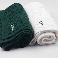 Kith embroidery winter versatile Fried Dough Twists lovers thickened warm wool knitting shawl scarf for men and women lovers