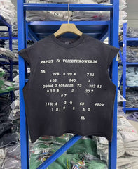 ERD melancholic Vintage Washed Black Sleeveless T-Shirt