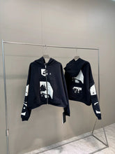 ERD melancholic Vintage Blue Black Patchwork Hoodie