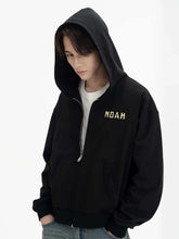 NOAH MARS niche trend brand origami splicing autumn hooded sweatshirt looped cardigan trendy zipper jacket for men