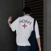 NOAH BWCJ破坏十字架夏季新款小众潮牌美式纯棉宽松情侣短袖T恤男