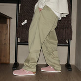 GcBrand Lab AW24 Retro Theme Elements, Hanging Wide Leg Design, Japanese Bamboo Pattern Casual Pants