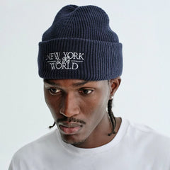 KITH New York Embroidery Knitted Hat Men's Winter Big Head Waist Cold Hat Outdoor Mountaineering Woolen Hat Baotou Warm Hat