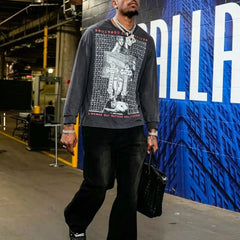 ERD High Street Vintage Washed Distressed Letter Long Tee