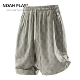 NOAH PLAY 竖条肌理满印短裤男夏季冰丝宽松大码阔腿休闲五分裤潮