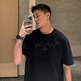 NOAH BWCJ夏季2024新款十字架美式潮牌情侣宽松纯棉短袖T恤男女