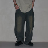 GcBrand Lab SS25 basic washed distressed design curved denim jeans