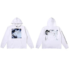Revenge White Angel Painting Blue Arch Logo Pullover Hoodie