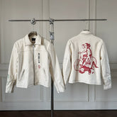 ERD Premium Embroidered Split Cowhide Leather Biker Jacket
