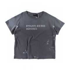 ERD Inspired Punk Slogan Distressed Washed Grey Tee