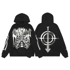 Revenge Ribcage Spine Crosshair Arch Logo Pullover Hoodie