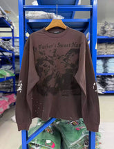ERD High Street Vintage Washed Brown Letter Long-Tee