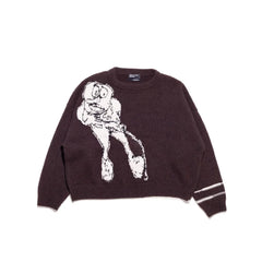 ERD Vintage Cartoon Print Crewneck Loose Knit Sweater