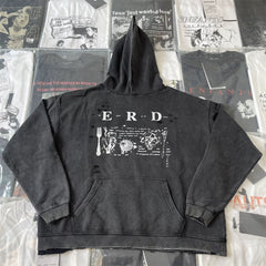 ERD melancholic Washed Fleece Oversized Graphic Hoodie