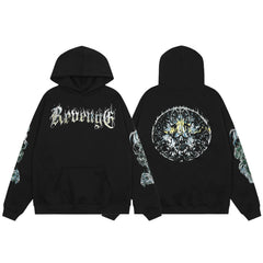 Revenge Black Dark Gothic Circle Arch Logo Pullover Hoodie