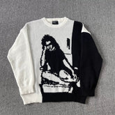 ERD melancholic rich second-generation Vintage Colorblock Portrait Knit Sweater