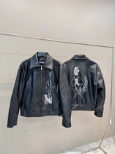 ERD Vintage Black Embroidered PU Leather Jacket