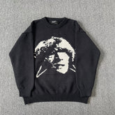 ERD melancholic Gothic Pentagram Portrait Crewneck Knit Sweater