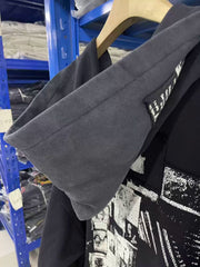 ERD's melancholic Washed Patchwork Graphic Zip Hoodie