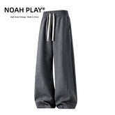 NOAH PLAY Summer Retro Wide Leg Health Pants for Men, Thin, Loose, Straight Tube, Sagging Texture, Casual Sports Pants