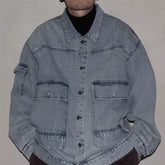 GcBrand Lab Denim Jacket 日系复古水洗做旧多口袋夹克 牛仔外套