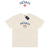 NOAH 2024 Summer New American Trendy Brand Round Neck Loose Heavy Weight Cotton Apricot Couple Short sleeved T-shirt for Men and Women
