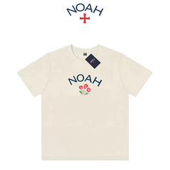 NOAH 2024 Summer New American Trendy Brand Round Neck Loose Heavy Weight Cotton Apricot Couple Short sleeved T-shirt for Men and Women