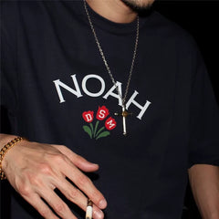 NOAH 2024 Summer New American Trendy Brand Round Neck Loose Heavy Weight Cotton Apricot Couple Short sleeved T-shirt for Men and Women