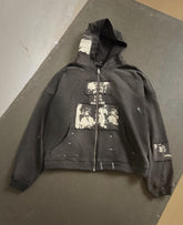 ERD Inspired 480g Graffiti Patchwork Zip Hoodie