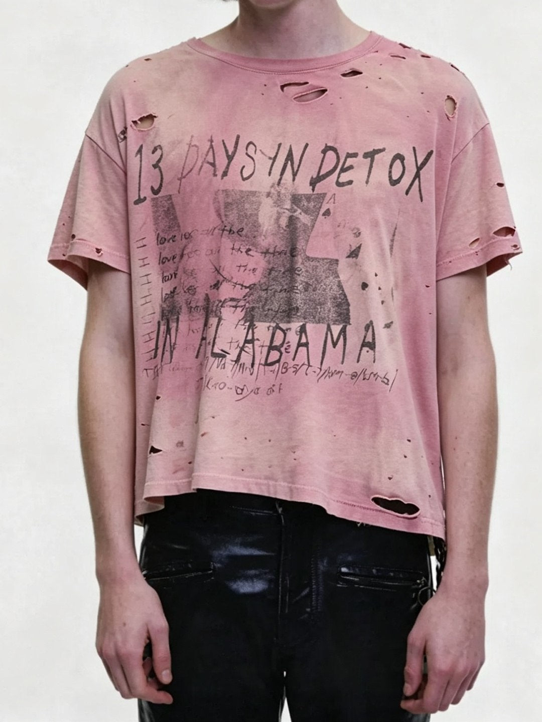 ERD Inspired Distressed Pink Graphic Print Cotton T-Shirt