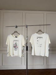 ERD Inspired Distressed Graphic Boxy Crop Cotton Tee
