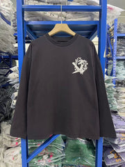 ERD Inspired American Retro Washed Black Longsleeve Tee