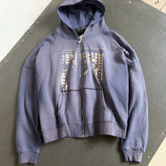 ERD Washed Distressed Graphic Zip Up Hoodie
