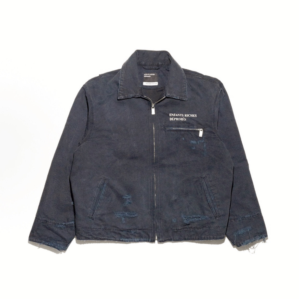 ERD Vintage Washed Distressed Cargo Harrington Jacket Outerwear