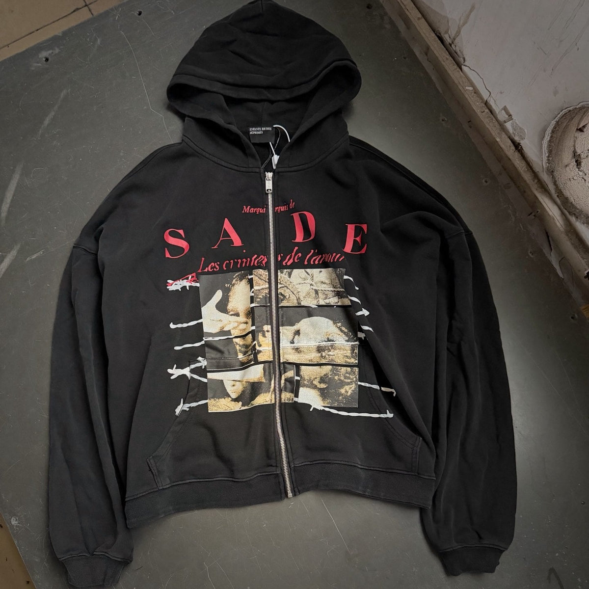 ERD Inspired 480g Washed Black Zip Hoodie