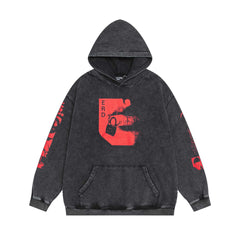ERD Vintage Faded Black Chain Letter Pullover Hoodie