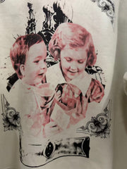 ERD Melancholic Portrait Graphic Print Mud White Sweatshirt