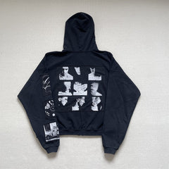 ERD melancholic Vintage Washed Black Zipper Hoodie