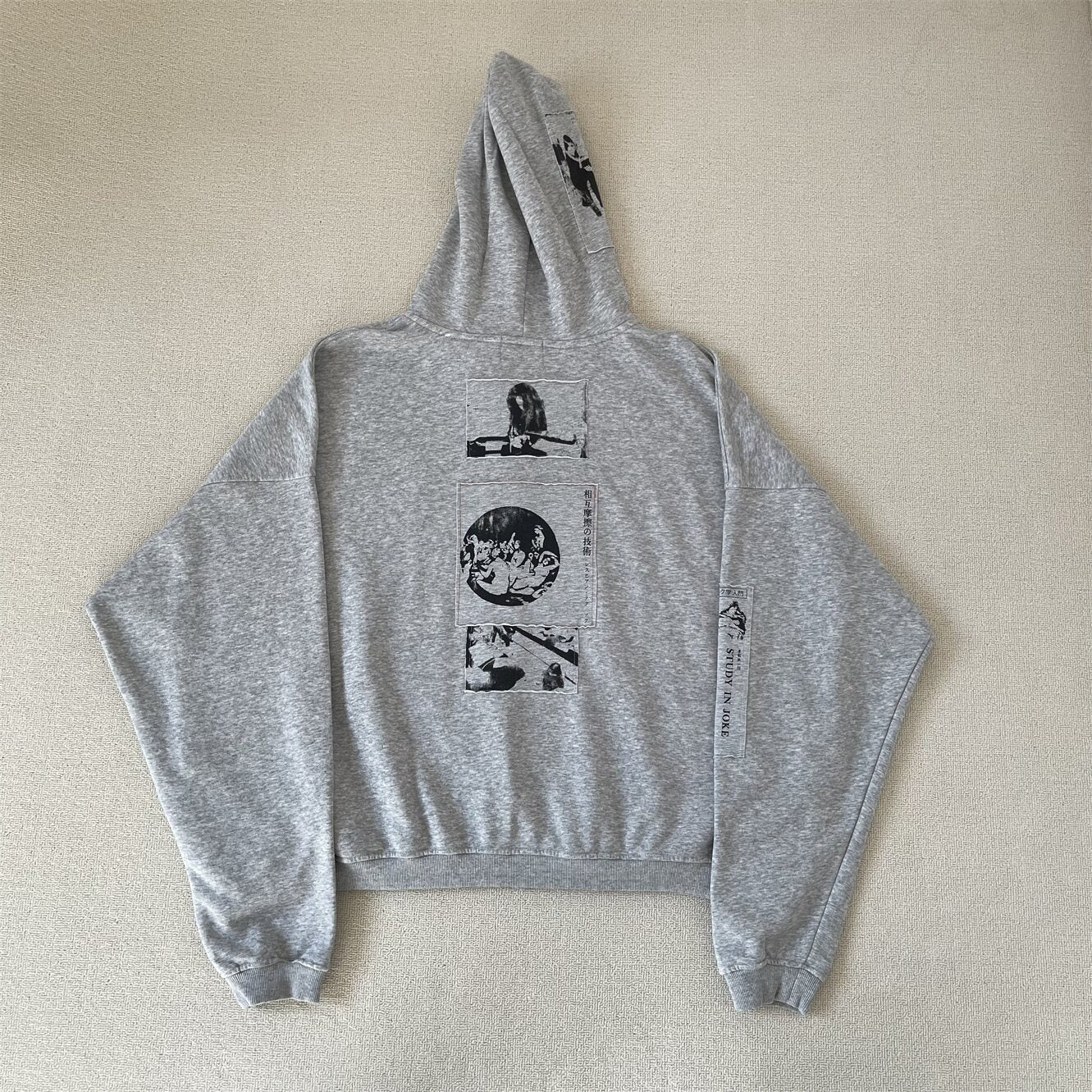 ERD Vintage Oversized Cropped Graphic Zip Up Hoodie