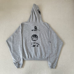ERD Vintage Oversized Cropped Graphic Zip Up Hoodie