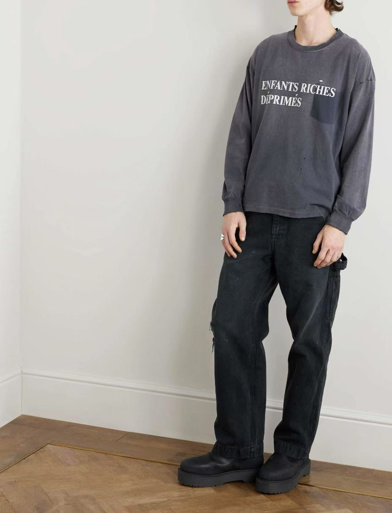 ERD Vintage Oversized Washed Long Sleeve Graphic Tee