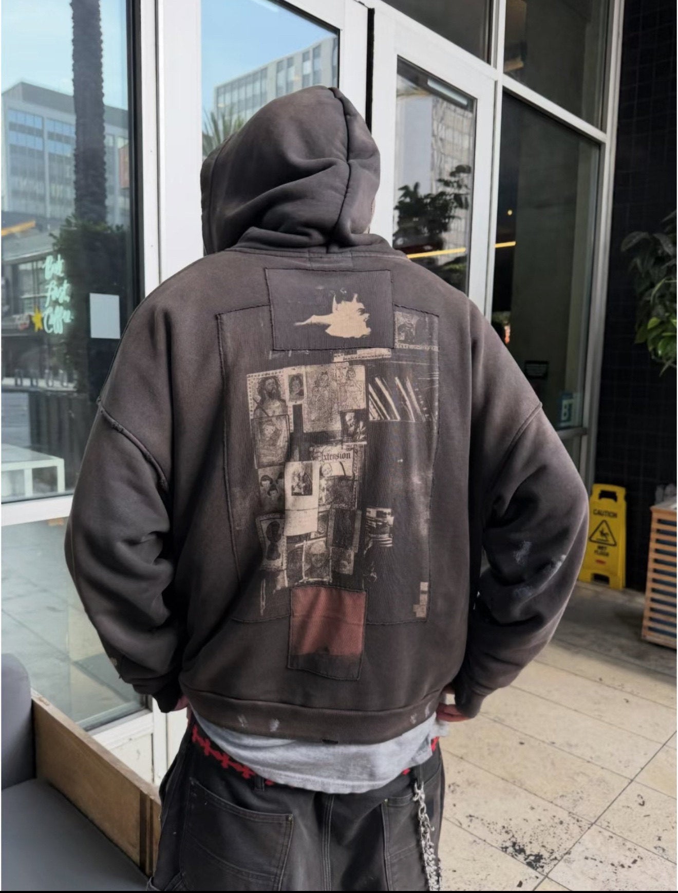 ERD Inspired 480g Graffiti Patchwork Zip Hoodie