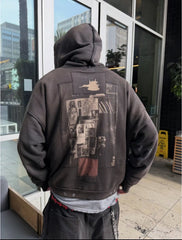 ERD Inspired 480g Graffiti Patchwork Zip Hoodie